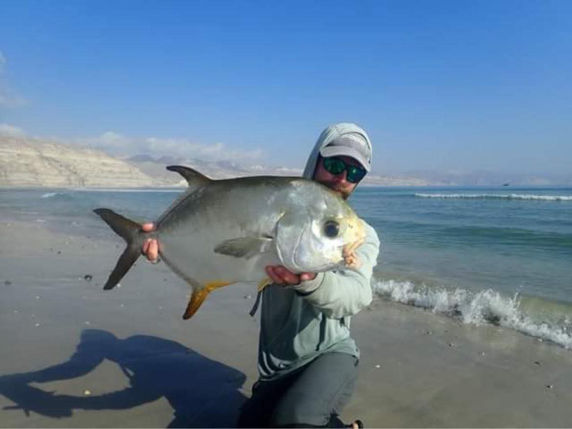 Indo-pacific permit from Oman. Tan Sargasso crab